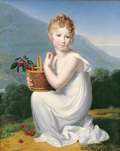 Young Girl Eating Cherries by Jeanne Elisabeth Chaudet